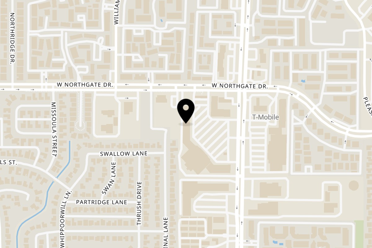 Map showing the location of Lafa Restaurant and Bar on 3631 N Belt Line Rd in Irving